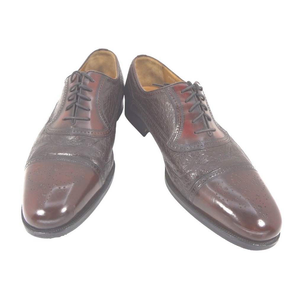 Moreschi Peccary Mens Burgundy Leather Cap Toe‎ Brogue Oxford Sz 12D